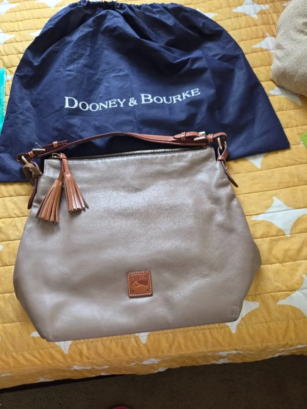 Dooney & Burke Taupe McKenzie hobo shoulder bag w/the dust bag